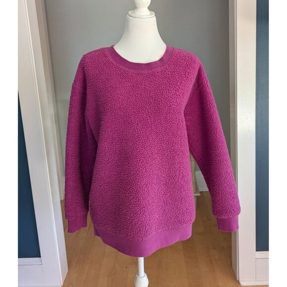 LOFT Fuchia Sherpa Sweatshirt Size Medium - Picture 1 of 10